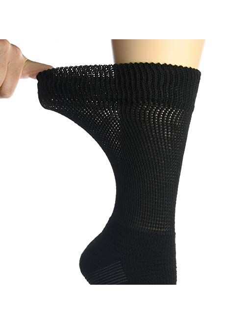 Doctor's Choice Women's Diabetic & Neuropathy Crew Socks, Black, Shoe Size 6-10