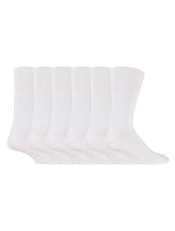 IOMI - 6 Pack Mens Thin Non Binding Extra Wide Loose Top Cotton Diabetic Socks