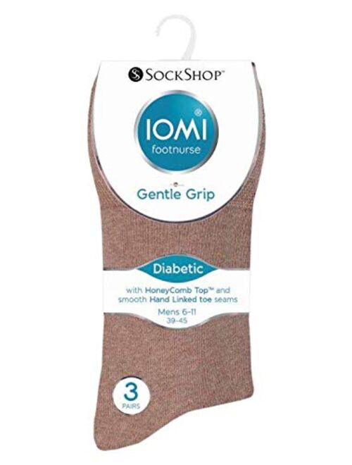 IOMI - 6 Pack Mens Thin Non Binding Extra Wide Loose Top Cotton Diabetic Socks