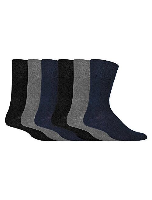 IOMI - 6 Pack Mens Thin Non Binding Extra Wide Loose Top Cotton Diabetic Socks