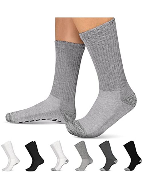 Diabetic Socks with Grips for Women & Men | Non Binding Edema, Neuropathy Socks | 6-pairs