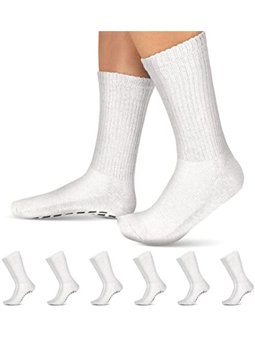 Diabetic Socks with Grips for Women & Men | Non Binding Edema, Neuropathy Socks | 6-pairs