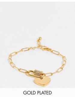 14k gold plated bracelet with carabiner clasp