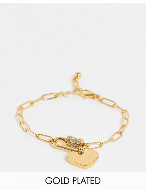 Asos Design 14k gold plated bracelet with carabiner clasp