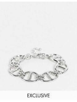 DesignB London Curve Exclusive oval chain bracelet in silver