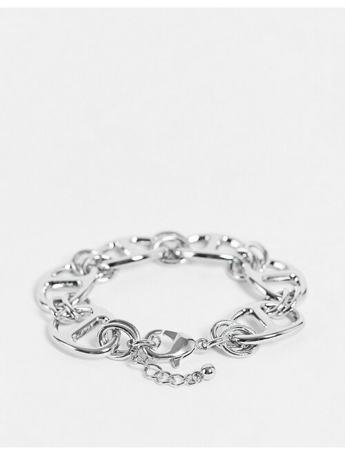 DesignB London Curve Exclusive oval chain bracelet in silver