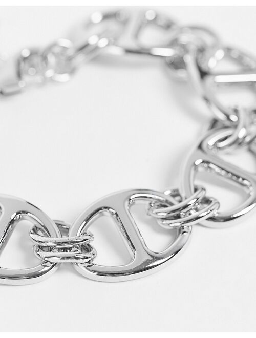 DesignB London Curve Exclusive oval chain bracelet in silver