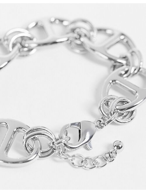 DesignB London Curve Exclusive oval chain bracelet in silver