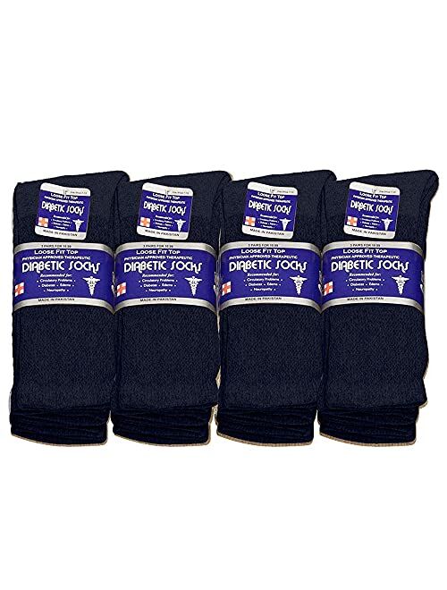 Physicians Approved Diabetic Socks Crew Unisex 3, 6 or 12-Pack