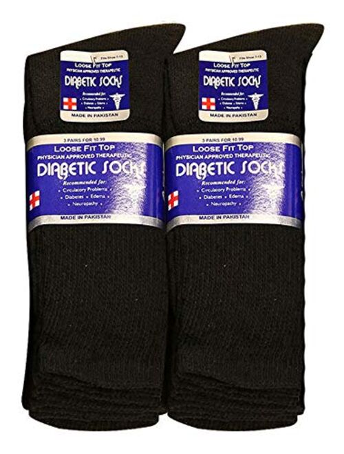 Physicians Approved Diabetic Socks Crew Unisex 3, 6 or 12-Pack