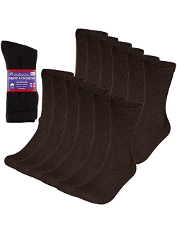 Special Essentials 12 Pairs Women's Cotton Diabetic Crew Socks Black 9-11