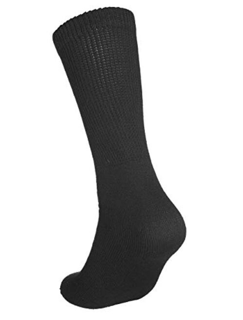 Special Essentials 12 Pairs Women's Cotton Diabetic Crew Socks Black 9-11