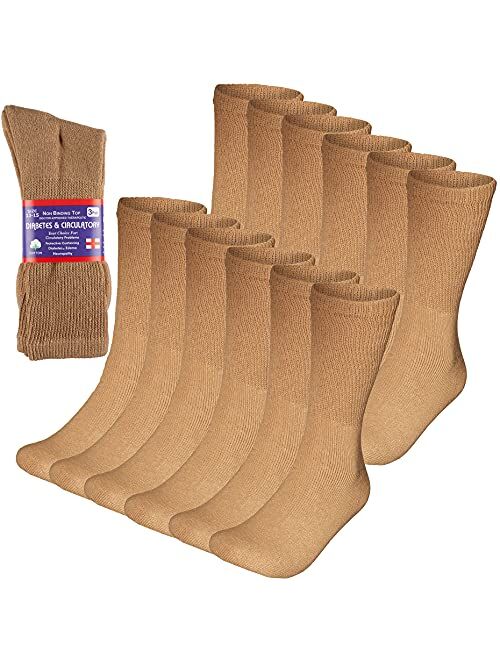 Special Essentials 12 Pairs Women's Cotton Diabetic Crew Socks Black 9-11