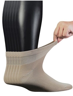 Yomandamor Men's 6 Pairs Combed Cotton Diabetic Ankle Socks with Seamless Toe and Non-Binding Top