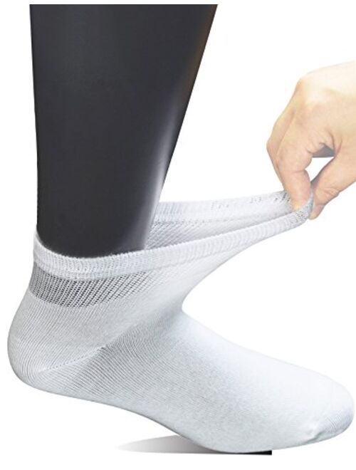 Yomandamor Men's 6 Pairs Combed Cotton Diabetic Ankle Socks with Seamless Toe and Non-Binding Top