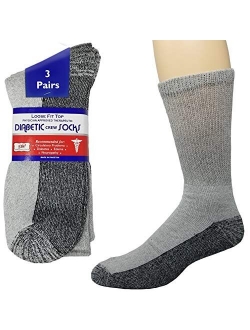 3 Pairs Diabetic Crew Socks Reinforced Heel and Toe Non-Binding Cushion Socks for Men and Women Black/Black Sole 10-13 Debra Weitzner