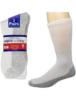 3 Pairs Diabetic Crew Socks Reinforced Heel and Toe Non-Binding Cushion Socks for Men and Women Black/Black Sole 10-13 Debra Weitzner