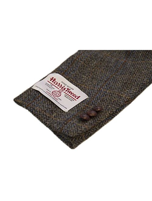 Walker & Hawkes - Mens Classic Scottish Harris Tweed Herringbone Overcheck Country Blazer Jacket - Clinton Brown - 38-48