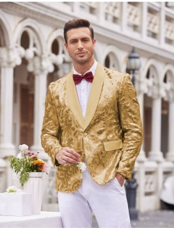 Men's Shiny Sequins Blazer Floral Suit Jacket Stylish Party,Wedding,Banquet,Prom Tuxedo Suit