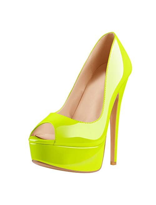 Richealnana Women's Peep Toe Platform Classic Pumps