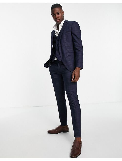 Selected Homme slim fit suit pants in blue check