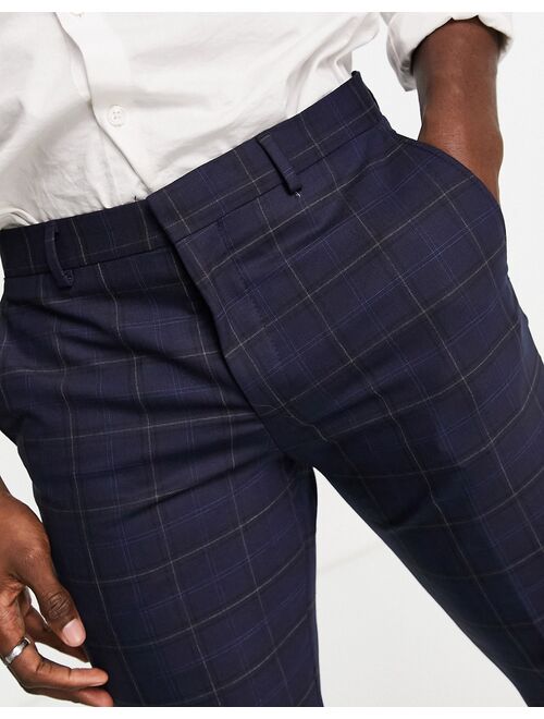 Selected Homme slim fit suit pants in blue check