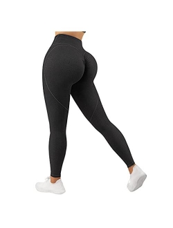 RXRXCOCO Women Cross Waist Butt Lifting Leggings Workout Gym High Waisted Yoga Pants Tights