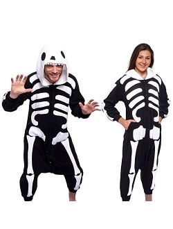 Silver Lilly Unisex Adult Pajamas - Plush One Piece Cosplay Skeleton Animal Costume