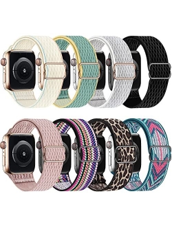 Swhatty Stretchy Nylon Solo Loop Bands Compatible with Apple Watch 45mm 41mm 44mm 40mm 42mm 38mm, Adjustable Stretch Braided Sport Elastics Women Men Strap for iWatch Ser