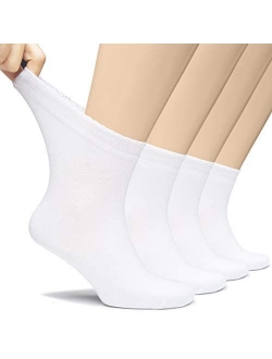 Hugh Ugoli Men's Loose Diabetic Ankle Socks Bamboo, Wide, Thin, Seamless Toe and Non-Binding Top, 4 Pairs