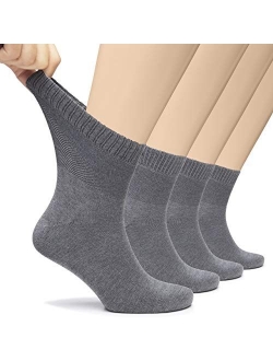 Hugh Ugoli Men's Loose Diabetic Ankle Socks Bamboo, Wide, Thin, Seamless Toe and Non-Binding Top, 4 Pairs