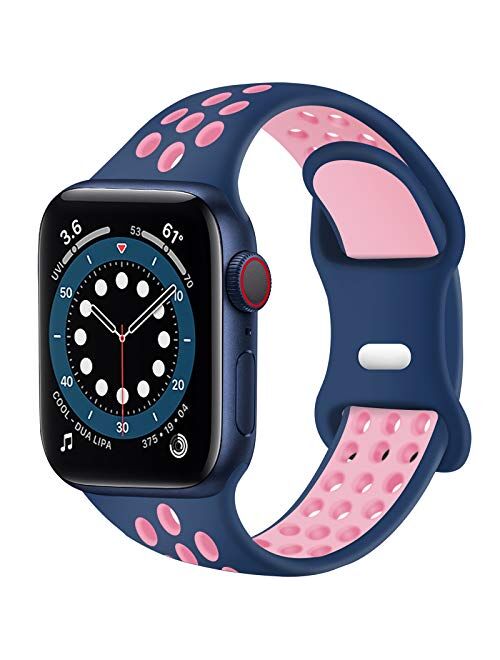 SVISVIPA Sport Bands Compatible for Apple Watch Bands 38mm 40mm 41mm,Breathable Soft Silicone Sport Women Men Replacement Strap Compatible with iWatch SE & Series 7/6/5/4