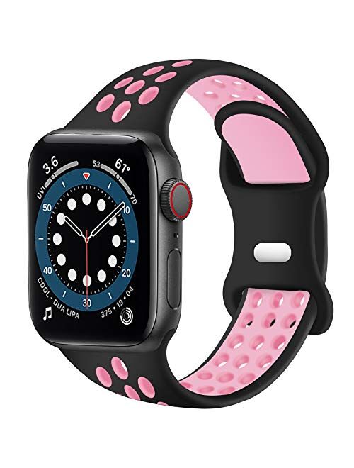 SVISVIPA Sport Bands Compatible for Apple Watch Bands 38mm 40mm 41mm,Breathable Soft Silicone Sport Women Men Replacement Strap Compatible with iWatch SE & Series 7/6/5/4