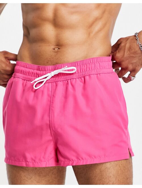 Asos Design swim shorts in bright pink super short length