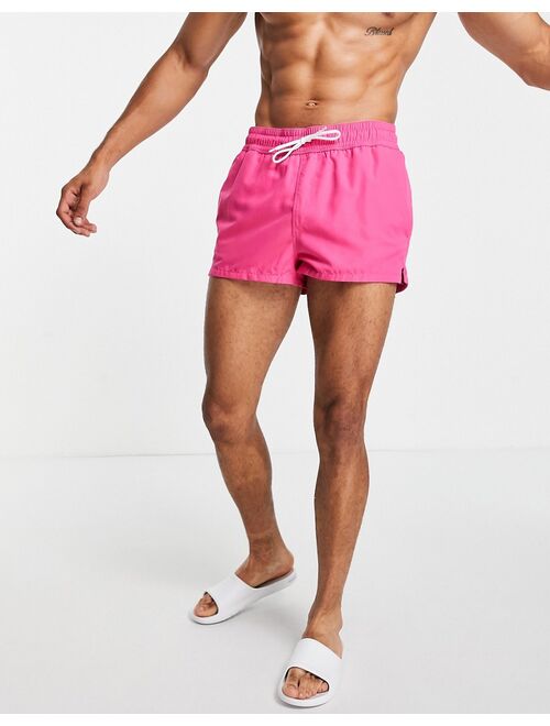 Asos Design swim shorts in bright pink super short length