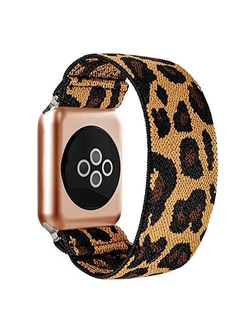 BMBEAR Stretchy Strap Loop Compatible with Apple Watch Band 38mm 40mm iWatch Series 6/5/4/3/2/1 Snow Leopard