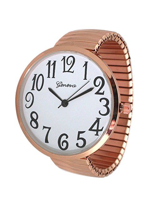 Geneva Super Large Stretch Watch Clear Number Easy Read (Rose Gold)