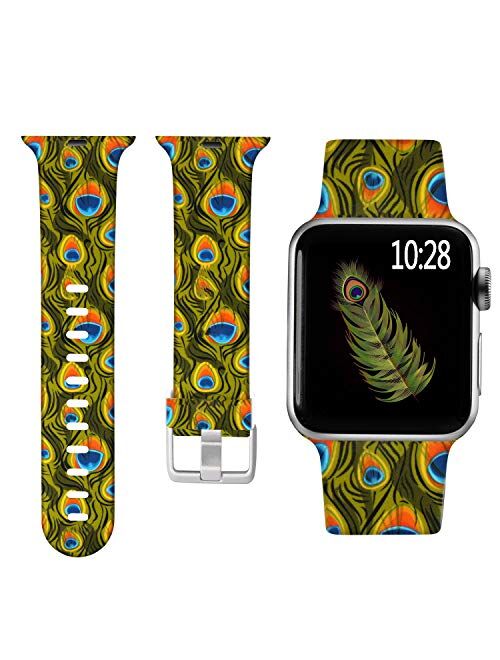 Laffav Compatible with Apple Watch Band 41mm 40mm 38mm 45mm 44mm 42mm for Women Men, Soft Silicone Sport Pattern Replacement Strap Compatible with iWatch SE Series 7 & Se