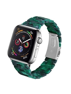 HOPO Compatible With Apple Watch Band 38mm 40mm 42mm 44mm Slim Light Resin Strap Bracelet With Stainless Steel Buckle Replacement For iWatch Series 7 6 5 4 3 2 1 SE (Blac