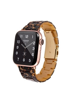 HOPO Compatible With Apple Watch Band 38mm 40mm 42mm 44mm Slim Light Resin Strap Bracelet With Stainless Steel Buckle Replacement For iWatch Series 7 6 5 4 3 2 1 SE (Blac