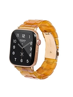 HOPO Compatible With Apple Watch Band 38mm 40mm 42mm 44mm Slim Light Resin Strap Bracelet With Stainless Steel Buckle Replacement For iWatch Series 7 6 5 4 3 2 1 SE (Blac