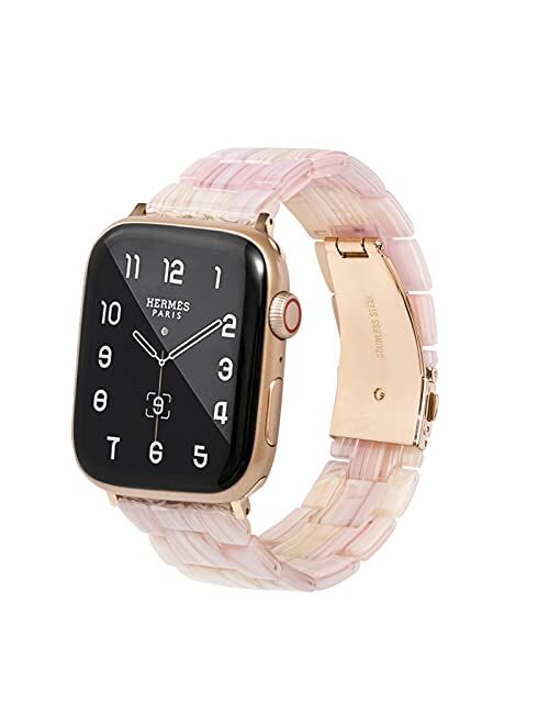 HOPO Compatible With Apple Watch Band 38mm 40mm 42mm 44mm Slim Light Resin Strap Bracelet With Stainless Steel Buckle Replacement For iWatch Series 7 6 5 4 3 2 1 SE (Blac