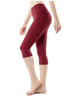 TSLA 1 or 2 Pack Women's Capri Yoga Pants, Workout Running Tights, 4-Way Stretch Leggings with Hidden/Side Pocket