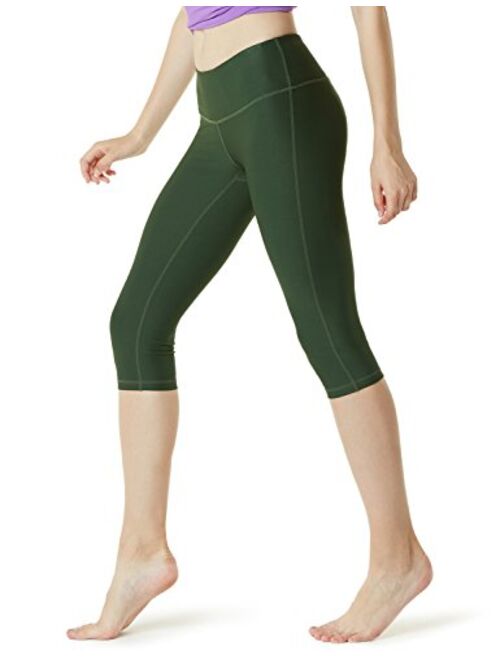 TSLA 1 or 2 Pack Women's Capri Yoga Pants, Workout Running Tights, 4-Way Stretch Leggings with Hidden/Side Pocket