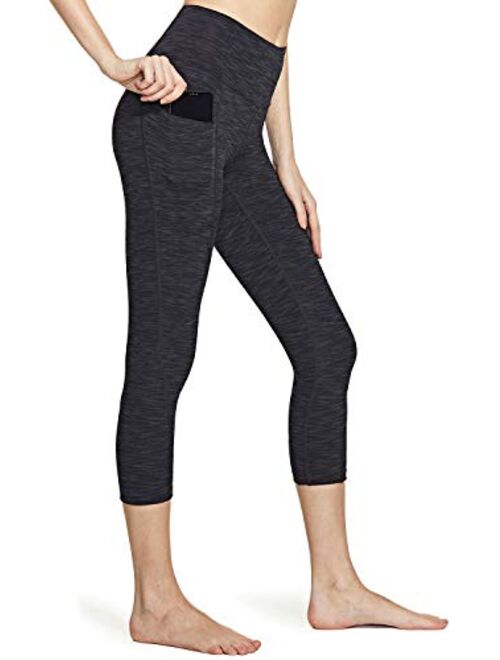 TSLA 1 or 2 Pack Women's Capri Yoga Pants, Workout Running Tights, 4-Way Stretch Leggings with Hidden/Side Pocket