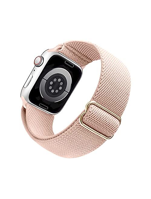 Arae Stretchy Adjustable Watch Band Compatible for Apple Watch Band 41mm 40mm 38mm Sport Band for iWatch Series 7 6 5 4 SE 3 2 1 Women Men - Black, 38/40/41mm