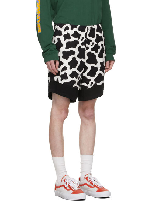 Brain Dead Black & White Paneled Cow Dress Shorts