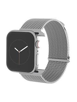 TalkWorks Compatible for Apple Watch Bands 38mm / 40mm for iWatch Series 6, 5, 4, 3, 2, 1, SE - Stainless Steel Mesh Adjustable Magnetic Loop Strap for Women/Men - Black