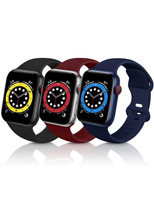 ZALAVER Bands Compatible with Apple Watch Band 38mm 40mm 41mm 42mm 44mm 45mm, Soft Silicone Sport Replacement Band Compatible with iWatch Series 7 6 5 4 3 2 1 Women Men A