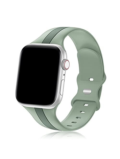 Designer Sport Band Compatible with Apple Watch iWatch Bands 40mm 38mm 41mm Men Women, Soft Silicone Strap Wristbands for Apple Watch Series7/6/5/4/3/2/1/SE [Army Green R